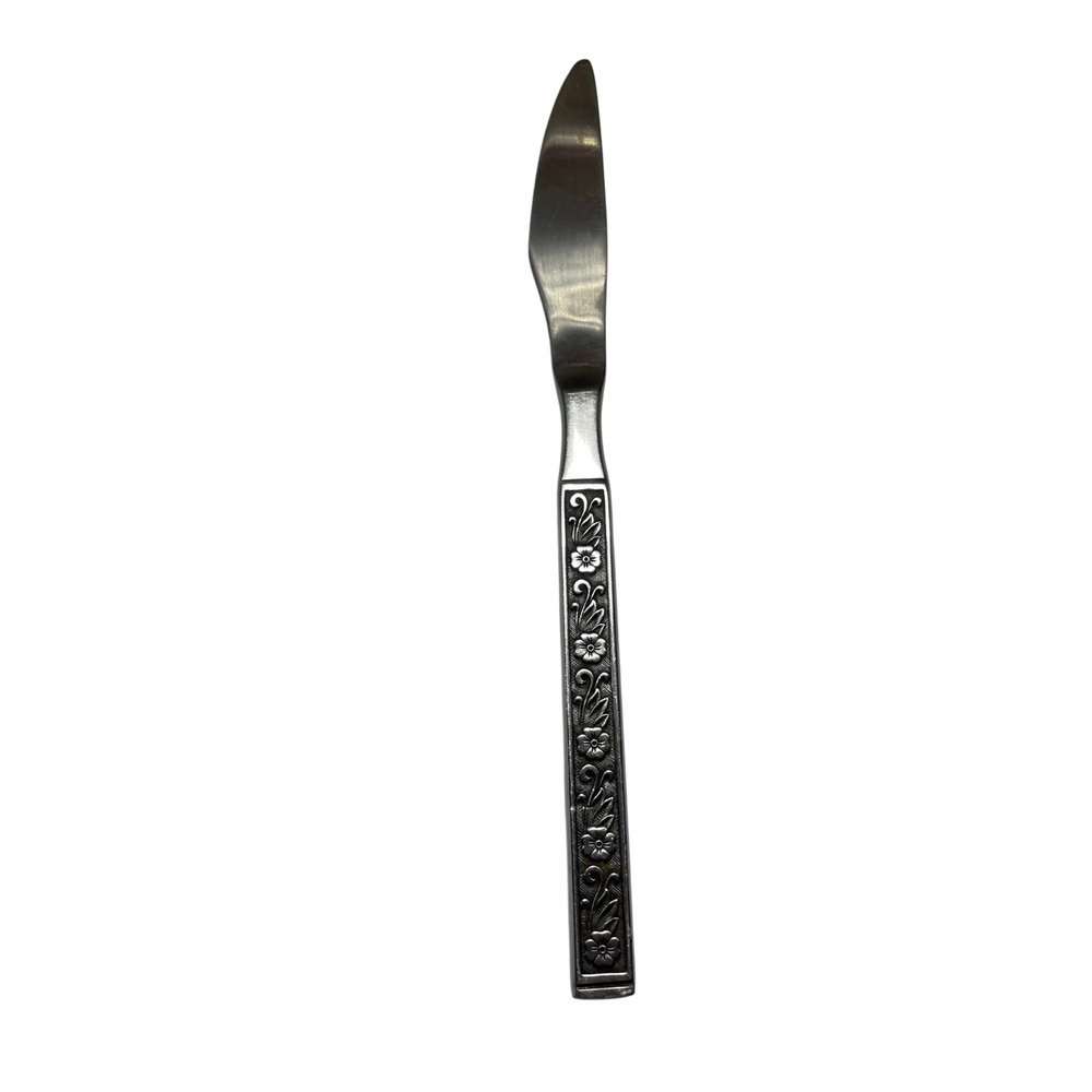 NIGHT BLOSSOM 4 Piece 2 Knives, 1 Fork, 1 Teaspoon MCM Stainless Gold Standard